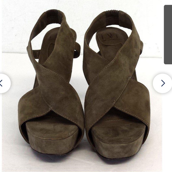 Diane von Furstenberg - Taupe Suede Platform Heels - Picture 1 of 7